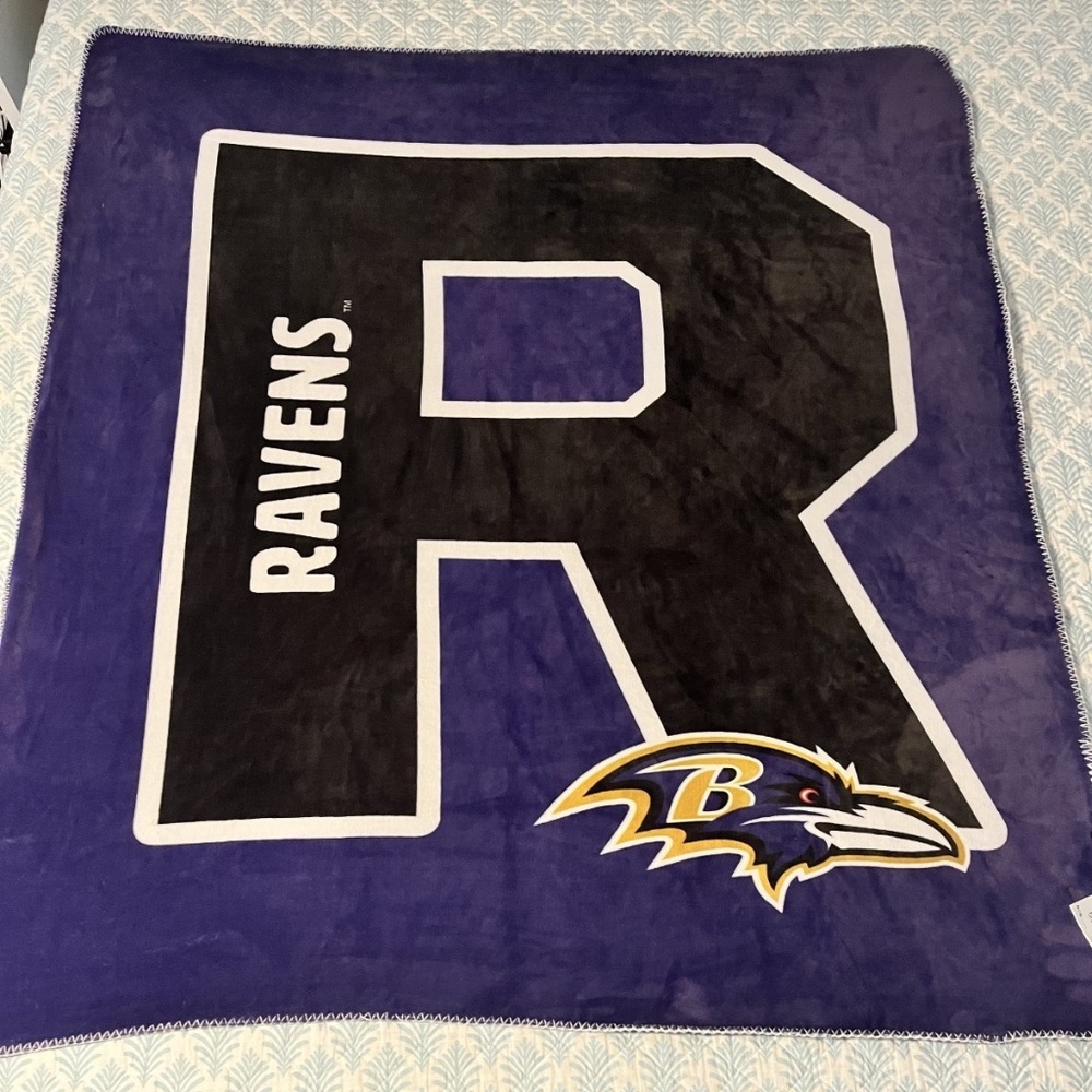 Logo Brands Baltimore Ravens Double Sided Plush Throw Cozy Warm 58" x 52"